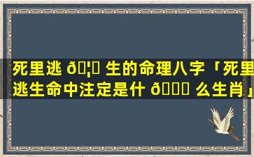 死里逃 🦟 生的命理八字「死里逃生命中注定是什 🐈 么生肖」